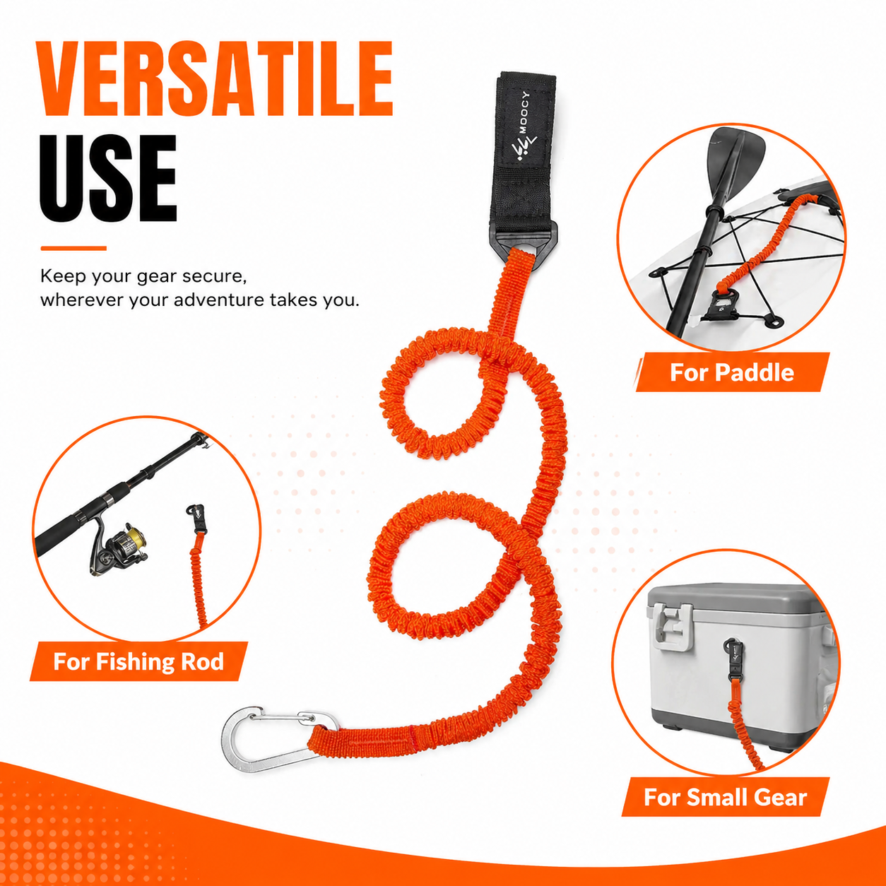 Coiled Paddle Leash Orange Kay - Fishing Kayak Paddle Leash recensie en prijs