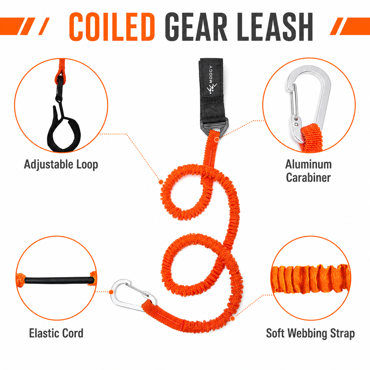 Coiled Paddle Leash Orange Kay - Fishing Kayak Paddle Leash recensie en prijs