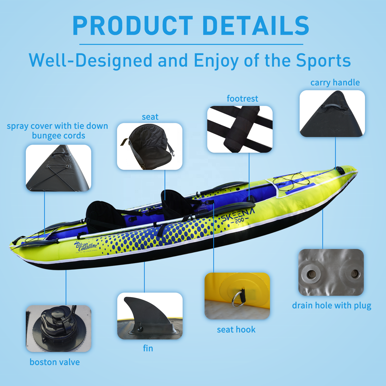 Adult Inflatable Fishing Canoe - Fishing Kayak Paddle recensie en prijs