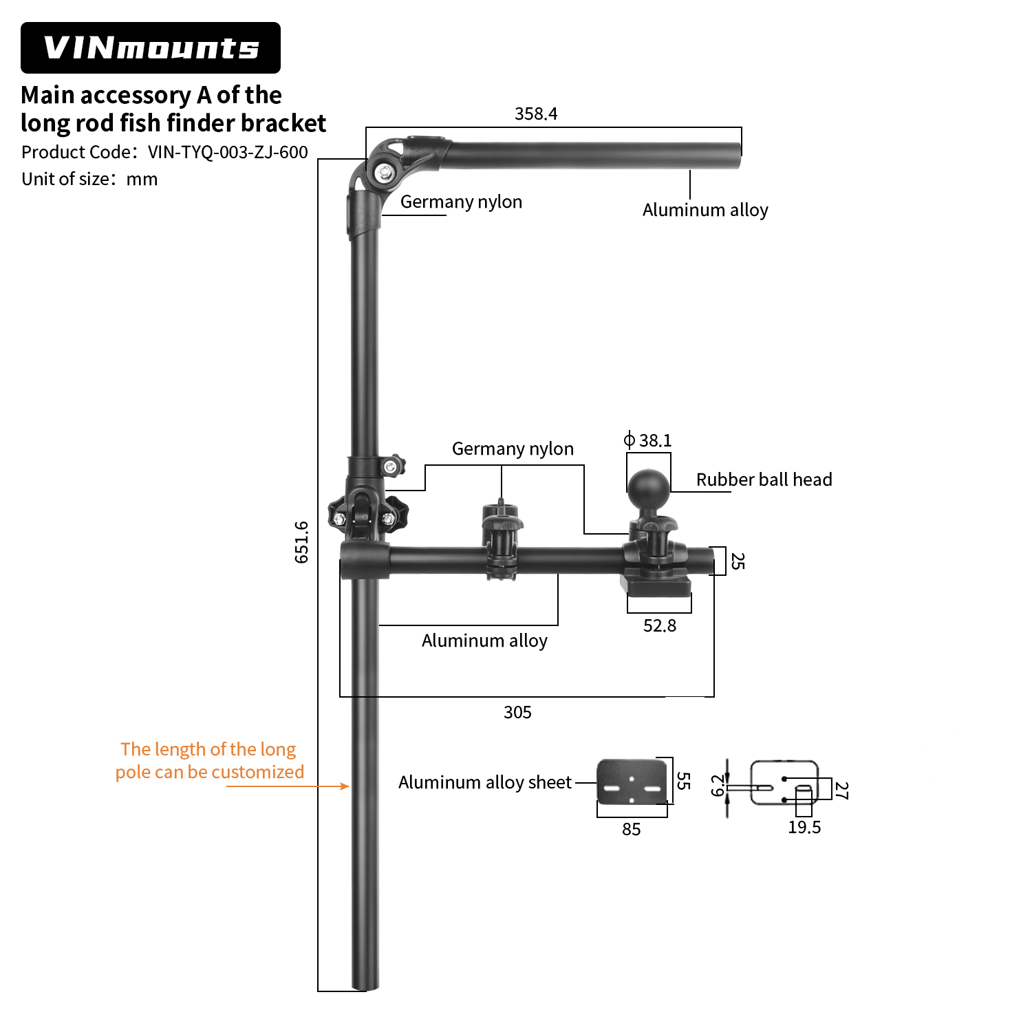 VIN Mounts Universal Sonar Fis - Fishing Kayak Fish Finder Mount recensie en prijs